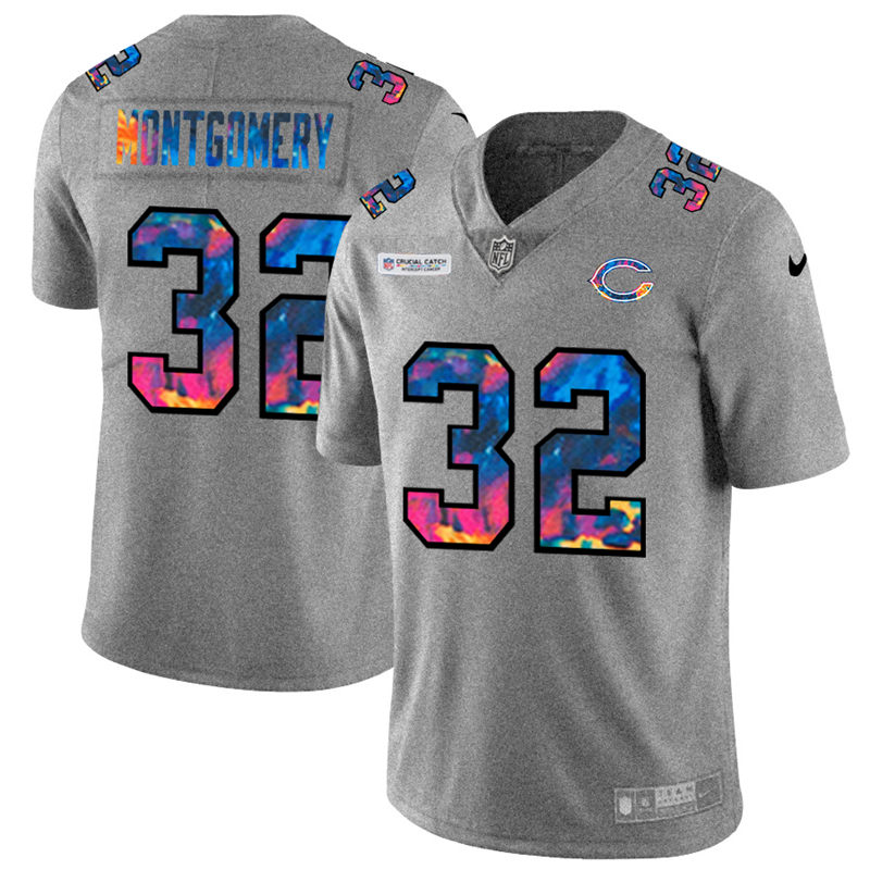 NFL Chicago Bears #32 David Montgomery Men Nike MultiColor 2020  Crucial Catch  Jersey Grey->buffalo bills->NFL Jersey